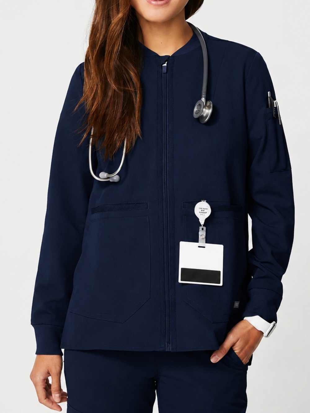 FIGS Bellery Scrub Jacket Women's Size XL Navy Full Zip Long Sleeve